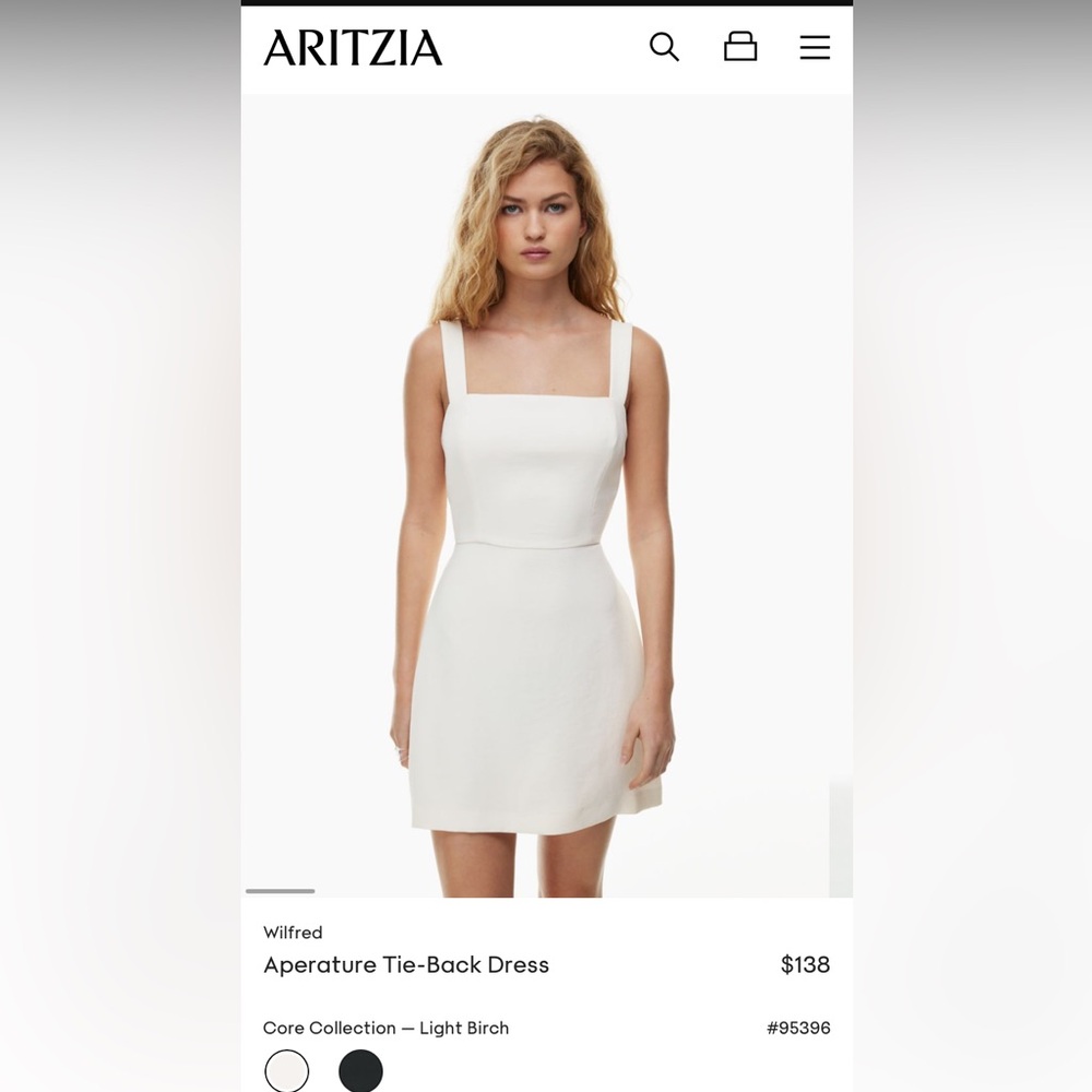 Wilfred Aritzia Tie-back white mini dress - size 6